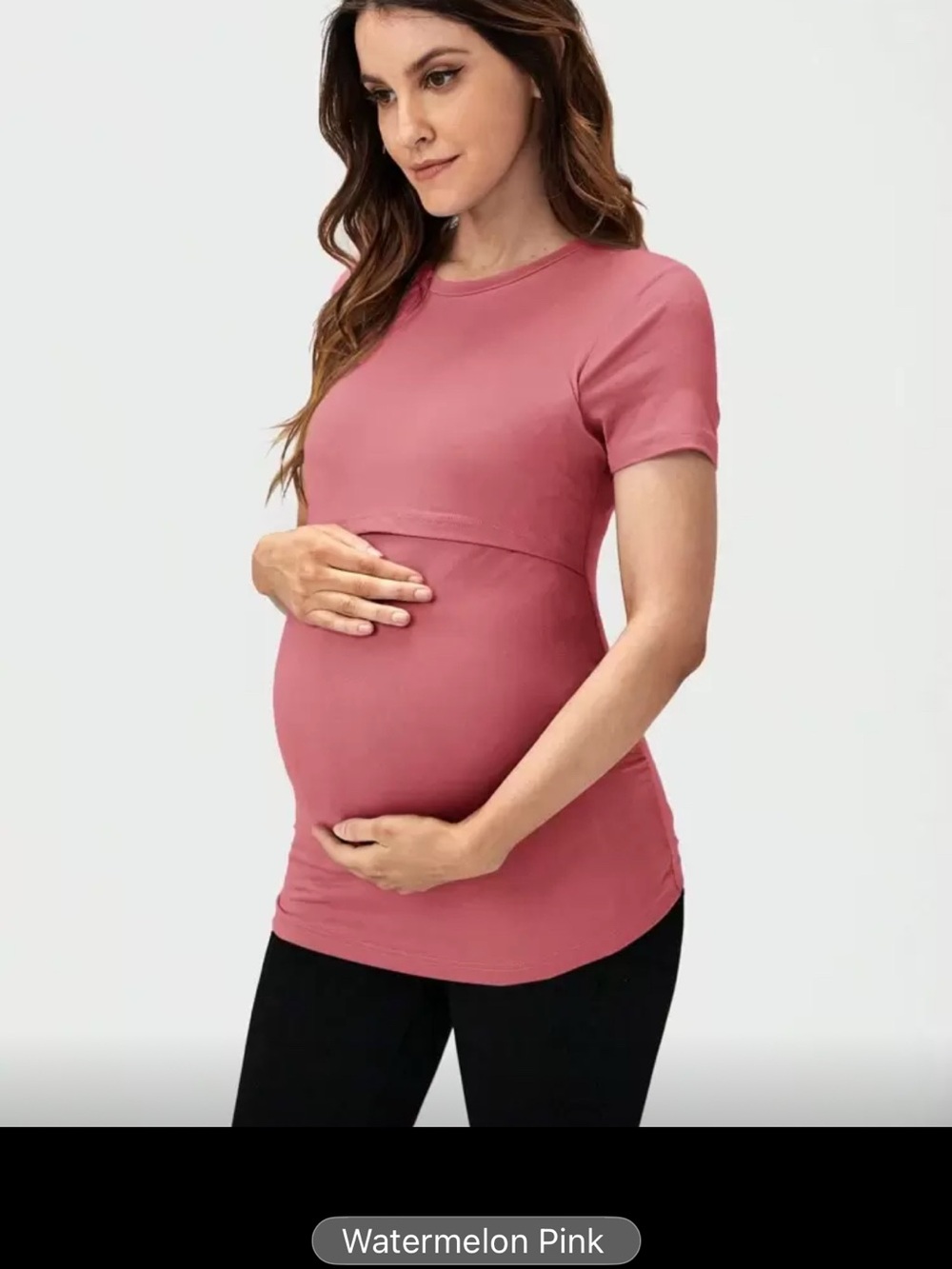 SHEIN Watermelon Pink Short Sleeve Maternity Nursing Tee